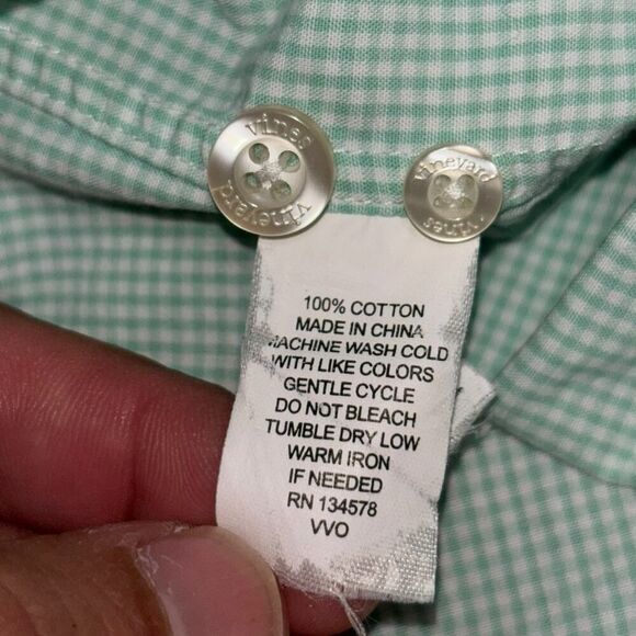 vineyard vines whale shirt mens large plaid green white long sleeve button shirt - Picture 11 of 11